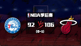 NBA简报：热火轻取76人1-0领先 阿德巴约24+12 希罗25+7