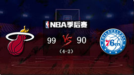 NBA简报：热火99-90再胜76人晋级 恩比德20+12 巴特勒32+8