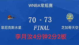 WNBA简报:李月汝2+2 天空73-70力克水星  范德斯鲁特18+6 查尔斯25+7