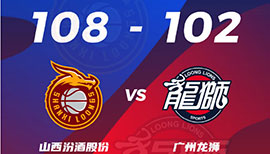 CBA简报:山西108-102险胜广州 原帅27分 陈盈骏22+6+8