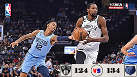 NBA简报:篮网124-134不敌灰熊 莫兰特38+8+7 杜欧合砍74分