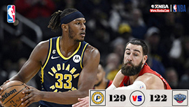 NBA简报:步行者129-122鹈鹕 特纳37+12 锡安26+7+6 莺歌29+5