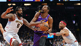 NBA简报:太阳100-93逆转掘金 杜兰特30分 布克27+6 戈登26+9+6