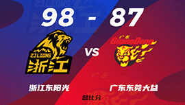 CBA简报:广厦98-87击退广东 胡金秋20+18 孙铭徽21+10 赵睿14+6