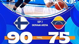 篮球世界杯简报:芬兰90-75击败委内瑞拉 马尔卡宁32+9
