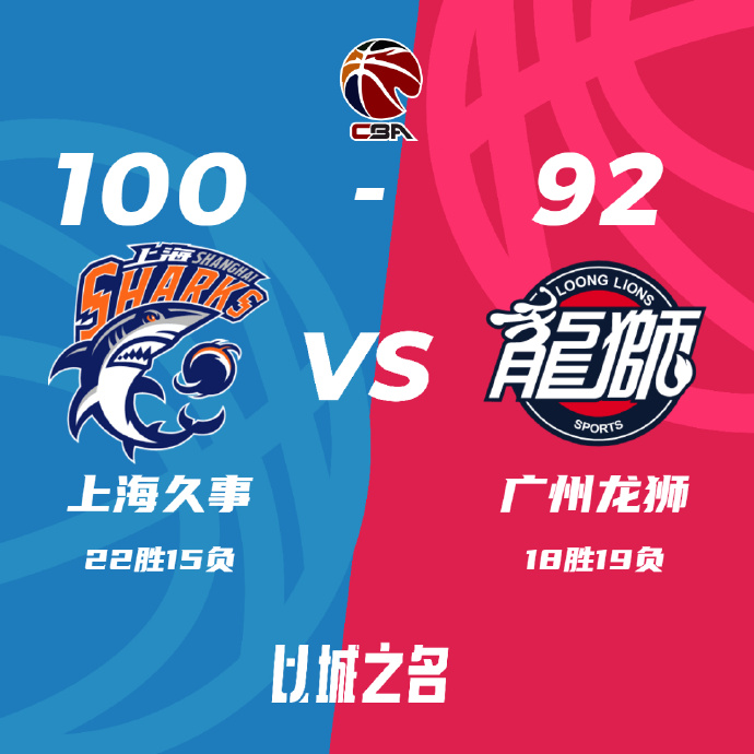 CBA简报:上海100-92击败广州 王哲林25+8 崔永熙15分