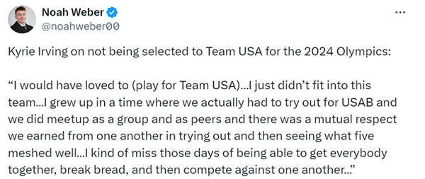 欧文回应落选美国队：我渴望参赛，但不适合这支队伍