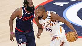 NBA简报:太阳116-113力克快船 杜兰特25+7 哈登29+12+8&错失扳平罚球