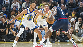 NBA简报:快船104-112送勇士赛季首败 哈登23+7+11 祖巴茨23+17+6 库里伤退