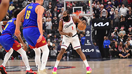 NBA简报:快船126-122胜掘金 哈登打满下半场轰39+9+11 鲍威尔28分 约基奇3双