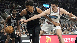 NBA简报:灰熊129-115击败马刺 莫兰特21+12 阿尔达马20+10 文班13+12+8帽