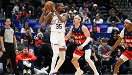 NBA简报:太阳130-123击溃奇才 布克37+5 杜兰特23+6 K-乔治生涯新高24分