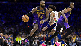 NBA简报:76人118-104胜湖人 马克西43分 浓眉伤退 布朗尼3板1助 LBJ准“4双”