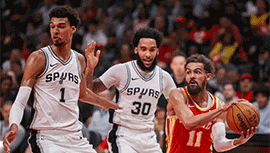 NBA简报:马刺126-125胜老鹰 文班罚球准绝杀24+12 福克斯首秀24+13 杨32+12