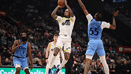 NBA简报:快船力克爵士 哈登23+17 祖巴茨26+15 小卡9投10分