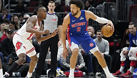 NBA简报:活塞132-92狂胜公牛 康宁汉姆20+6+7 比斯利7记三分