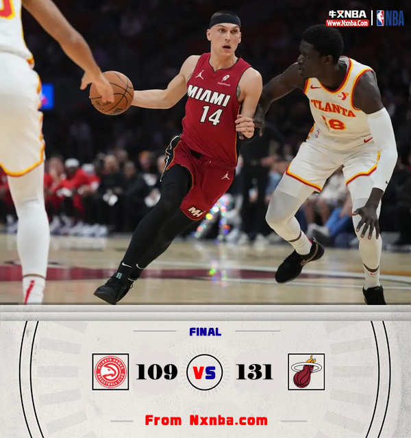 NBA简报:热火131-109擒老鹰 第三节一波流！希罗24+10 吹杨17+8