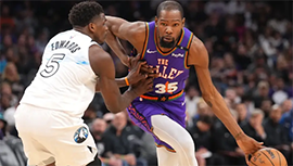 NBA简报:森林狼116-98射落太阳 爱德华兹解禁44+5+7 兰德尔复出20+6 KD26+10