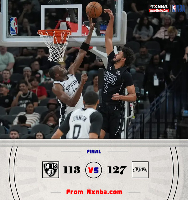 NBA简报:马刺127-113大胜篮网 瓦塞尔37+10+5&19中14 福克斯15+7 托马斯24+6